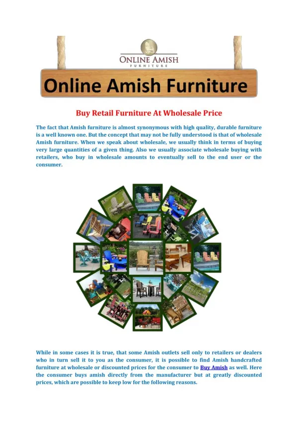 Buy Retail Furniture At Wholesale Price