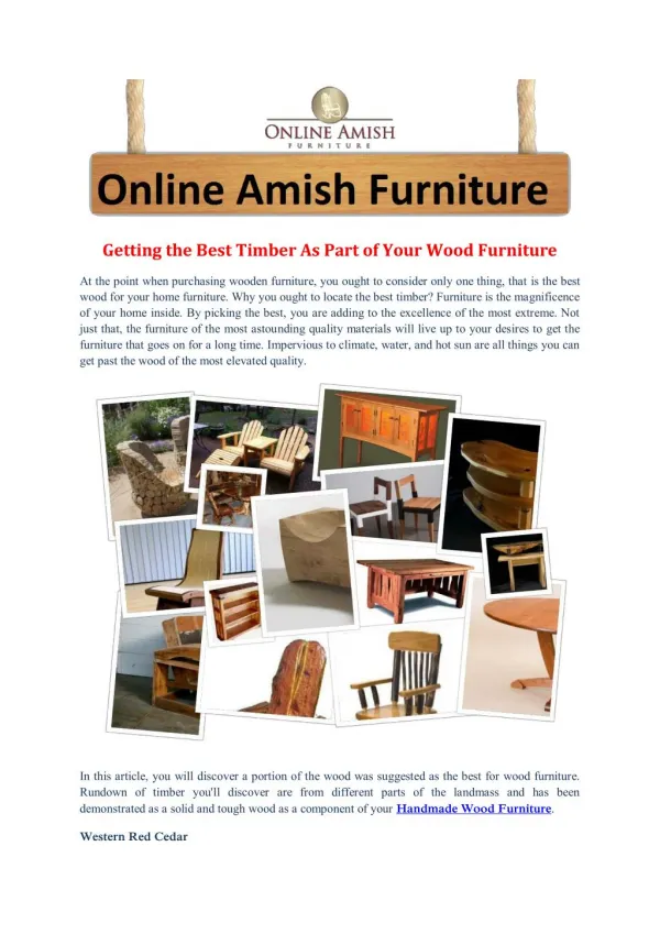 Getting the Best Timber As Part of Your Wood Furniture