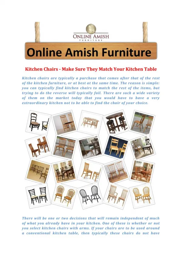 Kitchen Chairs - Make Sure They Match Your Kitchen Table