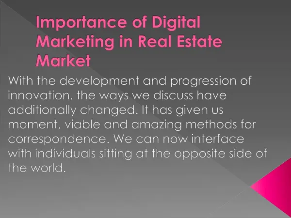 Importance of Digital Marketing in Real Estate Market