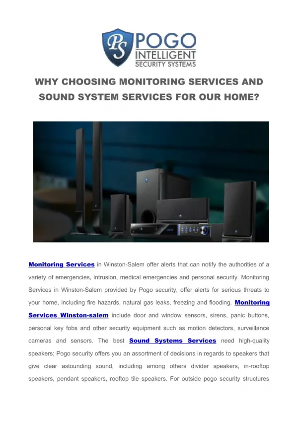 WHY CHOOSING MONITORING SERVICES AND SOUND SYSTEM SERVICES FOR OUR HOME?