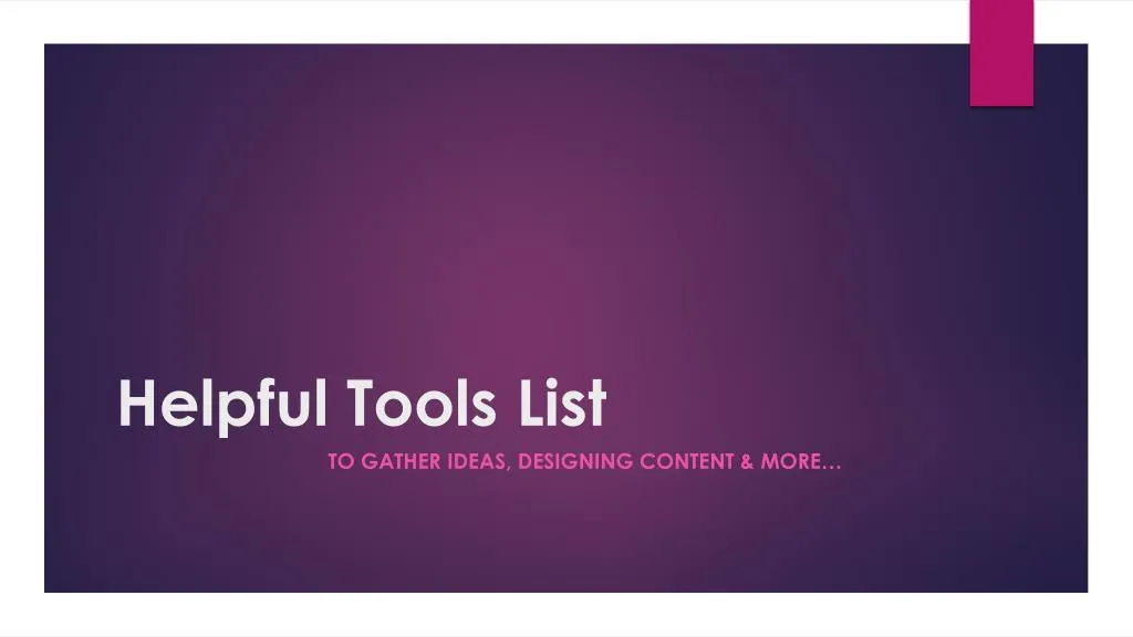 helpful tools list