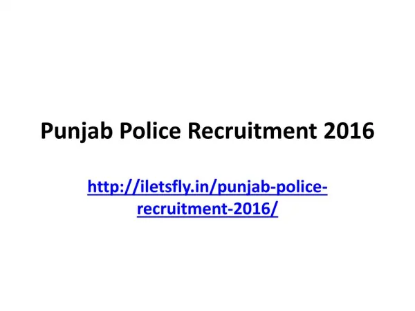 Punjab punjab recruitment 2016 Notice