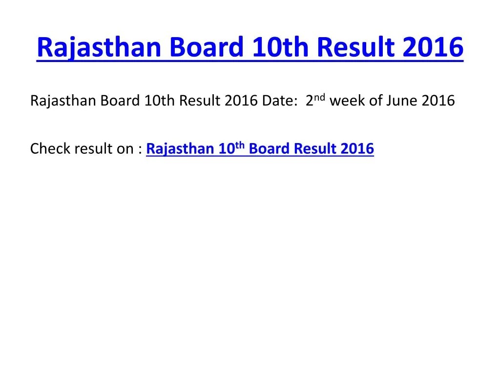 rajasthan board 10th result 2016
