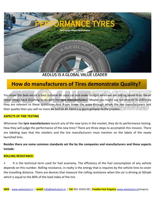 Aeolus Tyre: Best Car, SUV & Truck Manufacturer