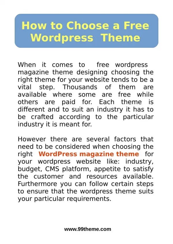 How to Choose a Free Wordpress Theme