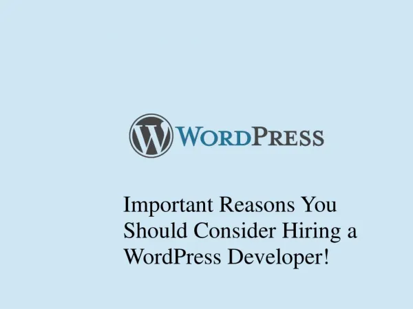 Important Reasons You Should Consider Hiring a WordPress Developer