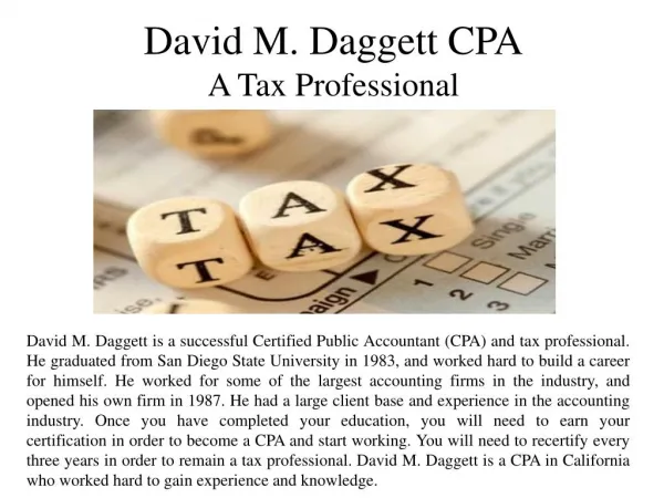 David M. Daggett CPA - A Tax Professional