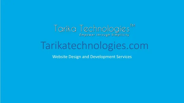 Website Design and Development Services - Tarikatechnologies.com