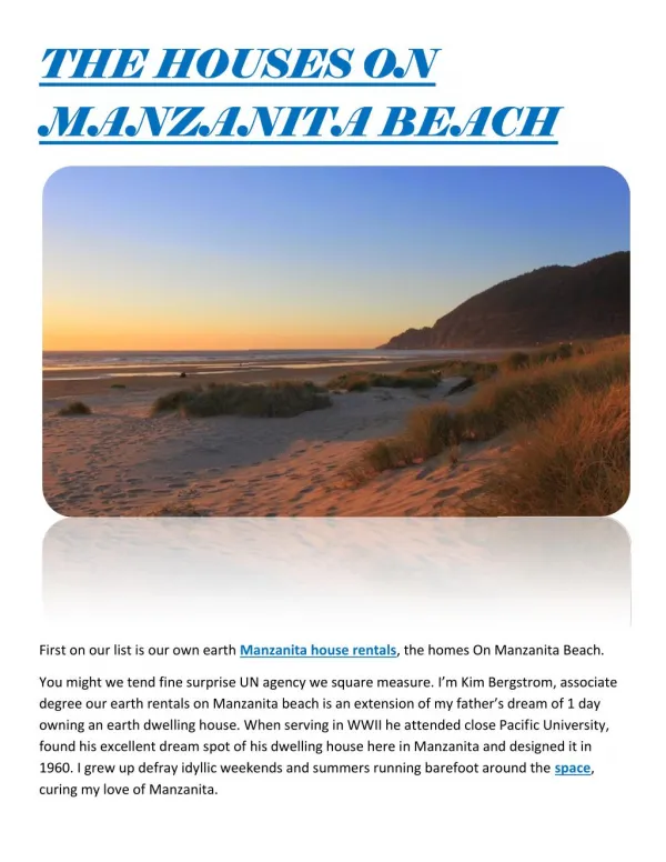 THE HOUSES ON MANZANITA BEACH