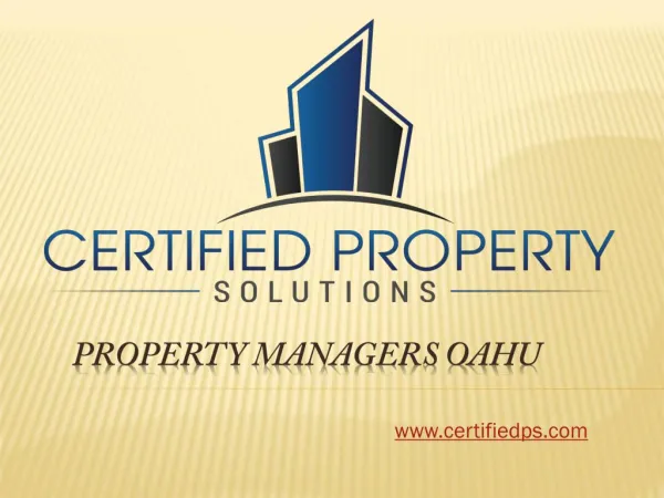 Property Managers Oahu - Certifiedps.com