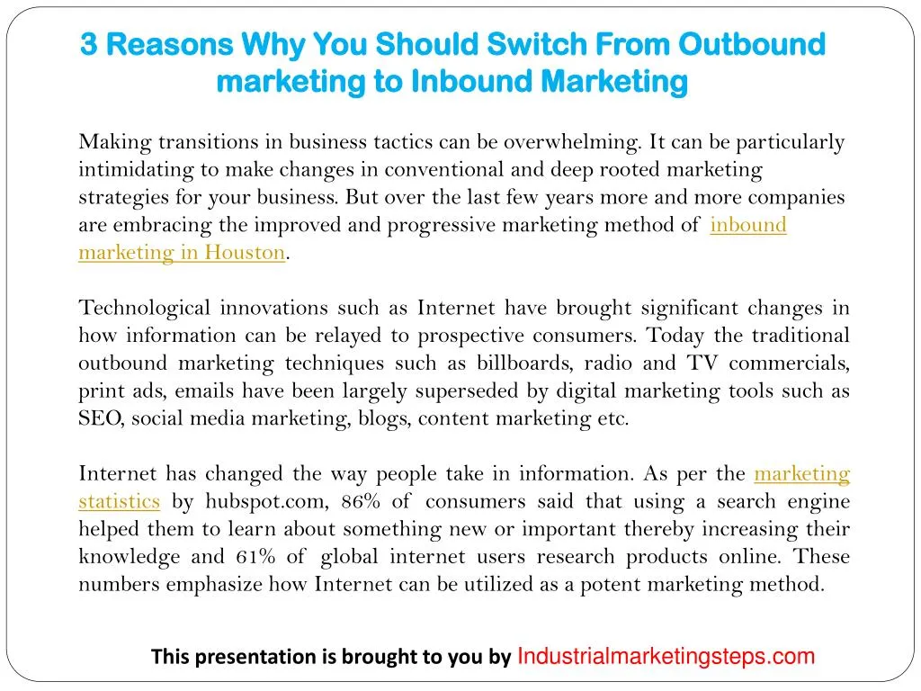 3 reasons why you should switch from outbound marketing to inbound marketing