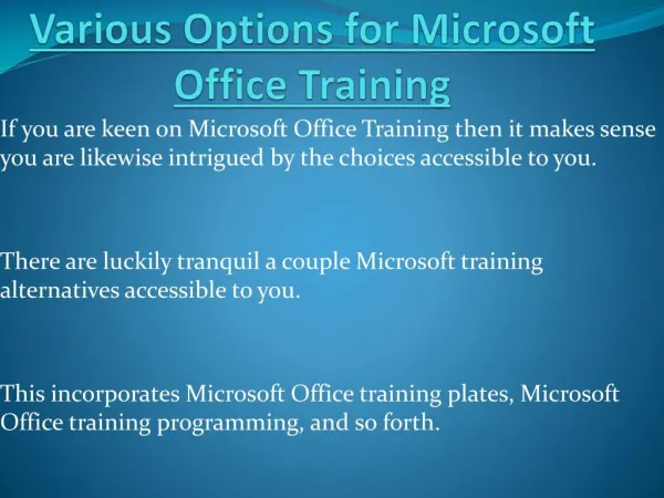 Various Options for Microsoft Office Training
