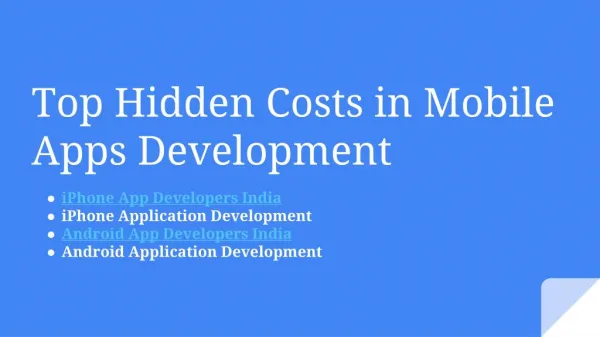 Top Hidden Costs in Mobile Apps Development