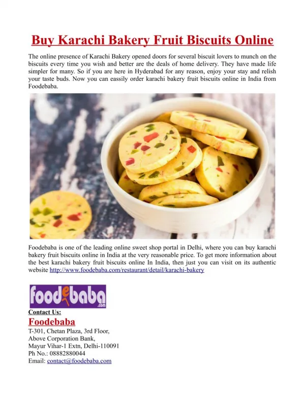 Buy Karachi Bakery Fruit Biscuits Online