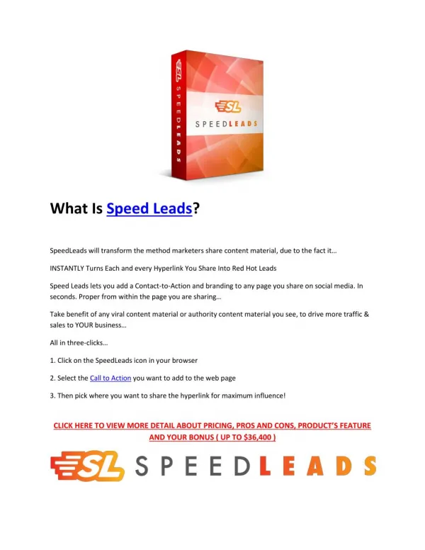 Speed Leads - Truly Review & Huge Bonus ( up to $36,400 )