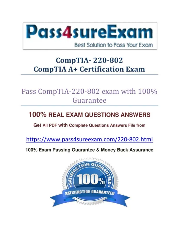 Pass4sure 220-802 Exam