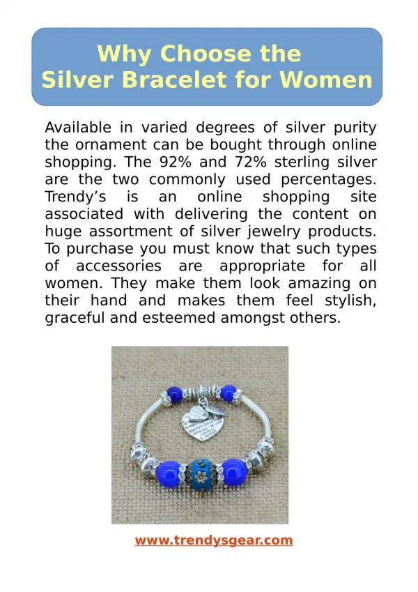 Why Choose the Silver Bracelet for Women