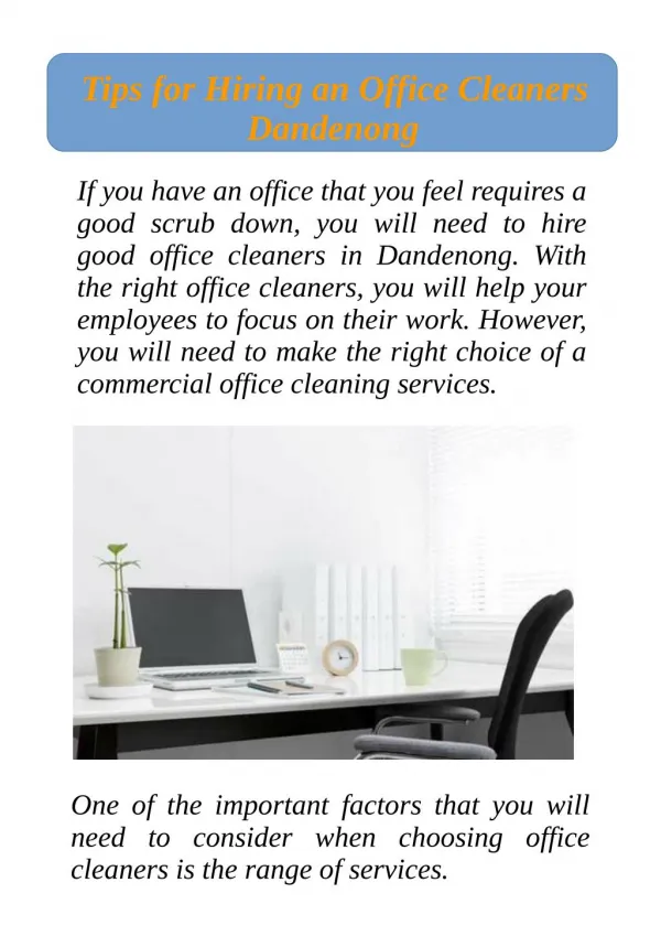 Tips for Hiring an Office Cleaners Dandenong