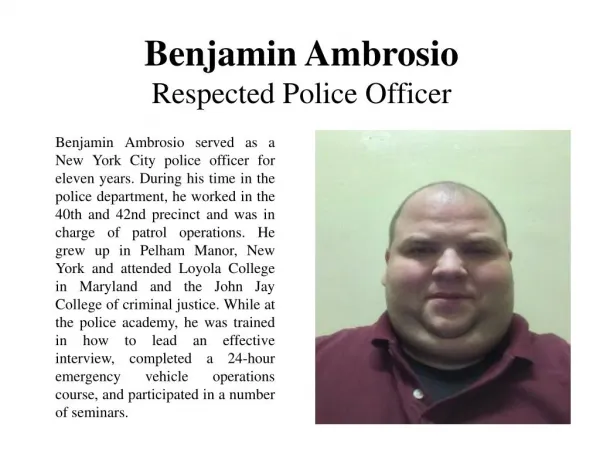 Benjamin Ambrosio - Respected Police Officer