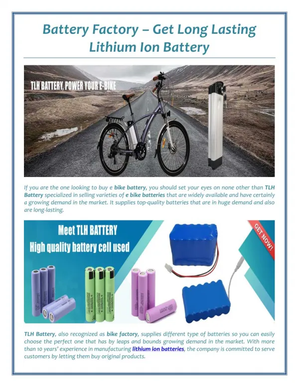 Battery Factory – Get Long Lasting Lithium Ion Battery