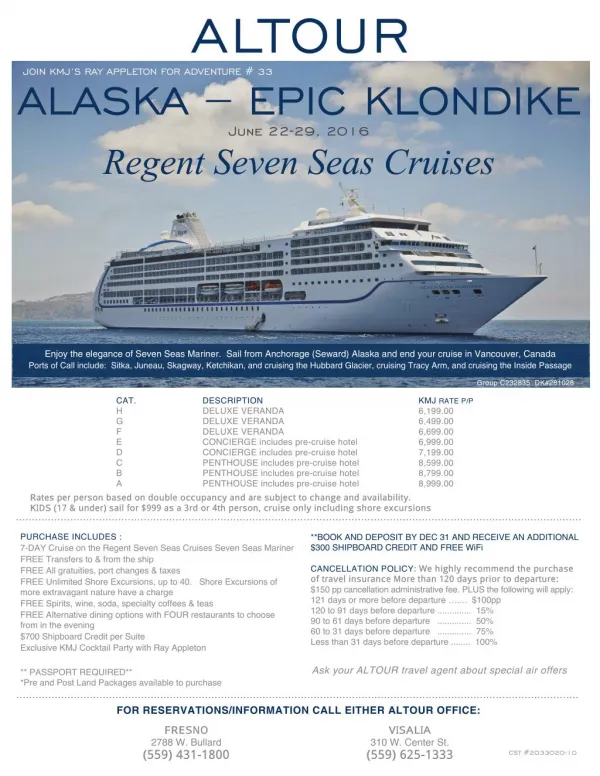 Altour - Alska -Epic Klondike cruise Tour