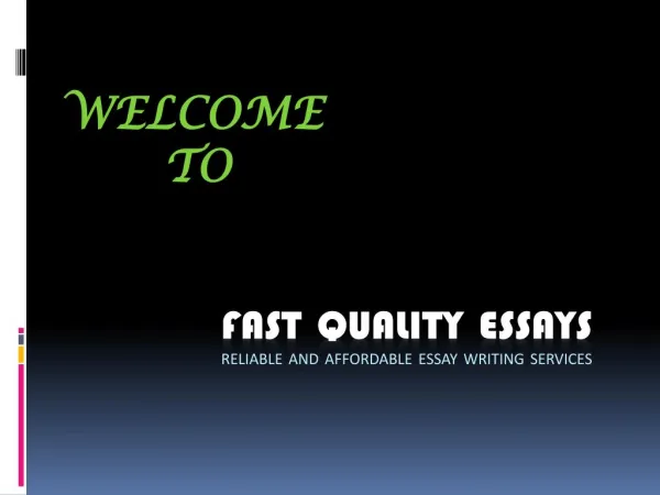 Fast Quality Essays - A Trustworthy Coursework Writing Service Provider