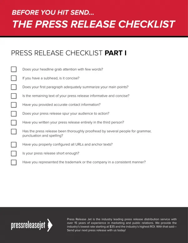 Press Release Checklist