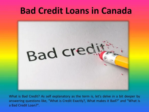 Bad Credit Loans in Canada