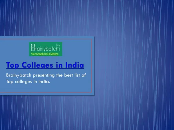 Compare Top colleges in India at Brainybatch