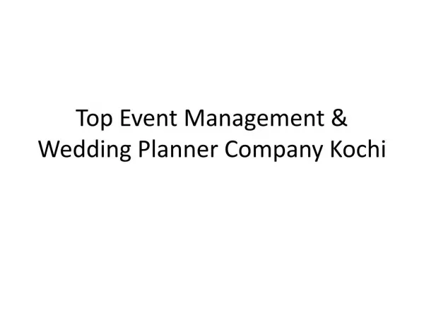 Top Event Management & Wedding Planner Company Kochi