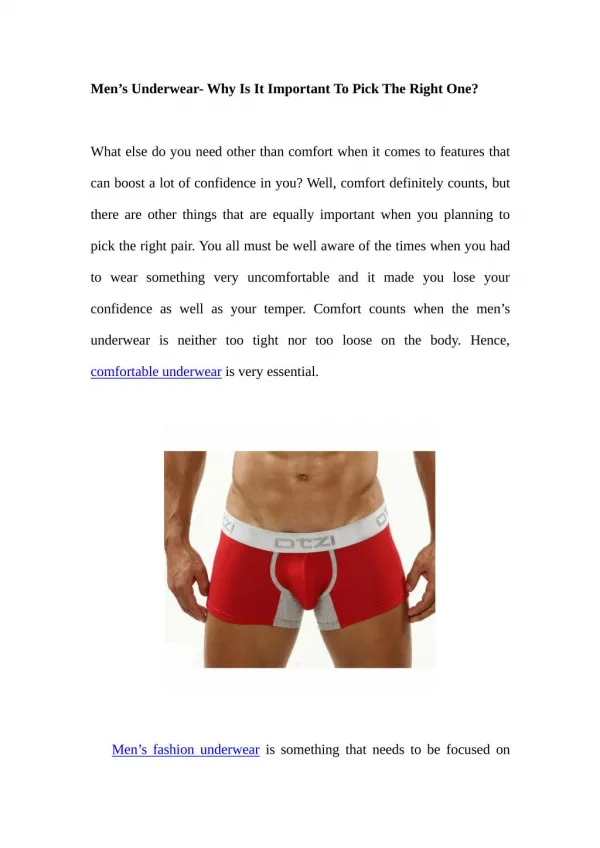 Men's Underwear- Why Is It Important To Pick The Right One?