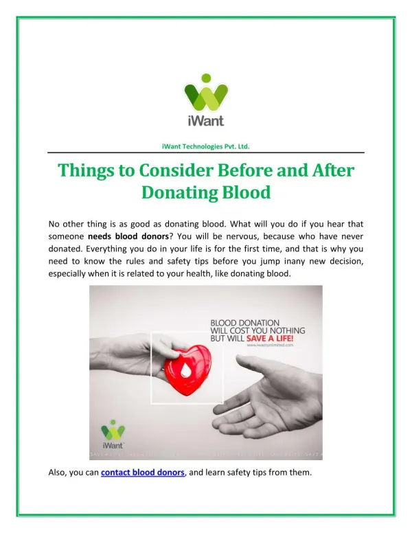 Things To Consider Before and After Donating Blood