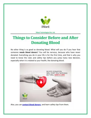 Things To Consider Before and After Donating Blood