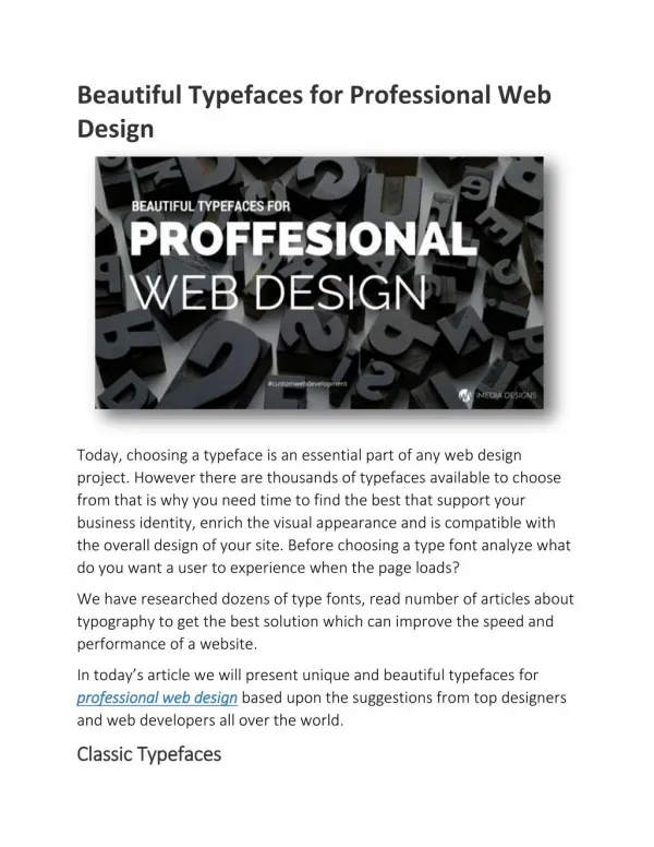 Beautiful Typefaces for Professional Web Design