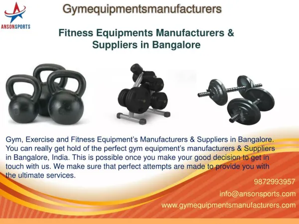 Fitness Equipments Manufacturers & Suppliers in Bangalore