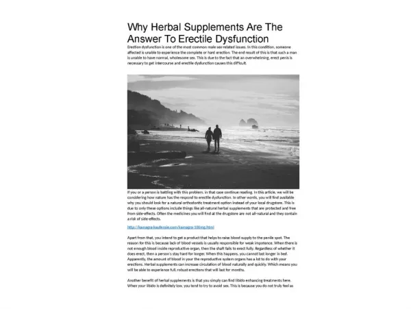 Why Herbal Supplements Are The Answer To Erectile