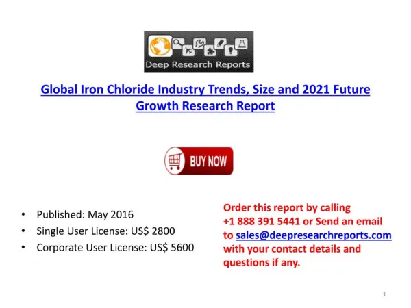 Iron Chloride Market Global Company Profiles and 2021 Future Outlook Analysis