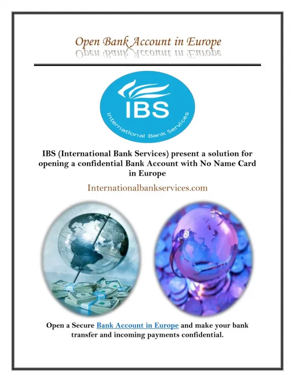 Bank Account Opening in Europe with IBS