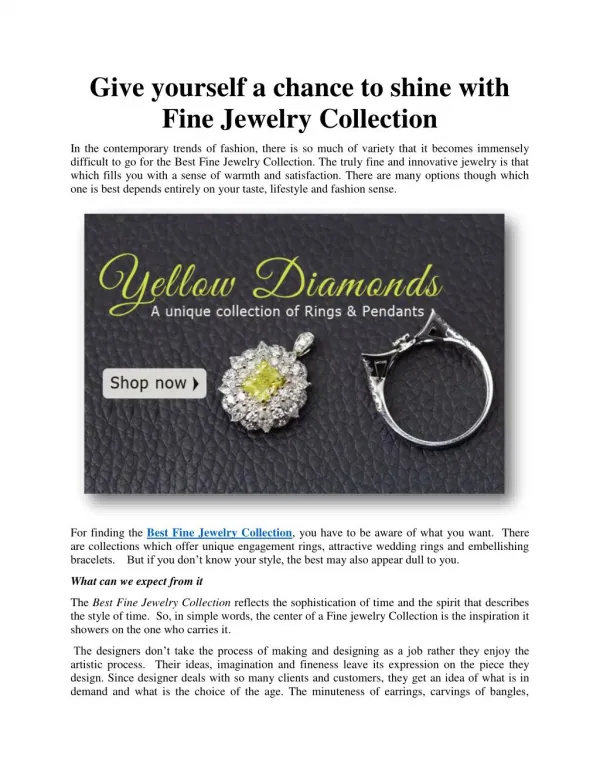 Give yourself a chance to shine with Fine Jewelry Collection