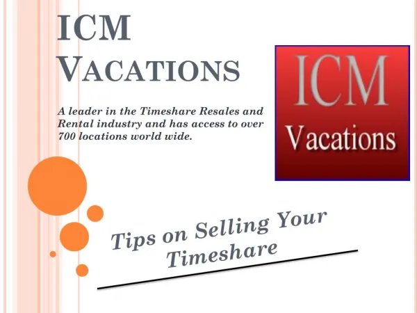 ICM Vacations Tips on Selling your Timeshare