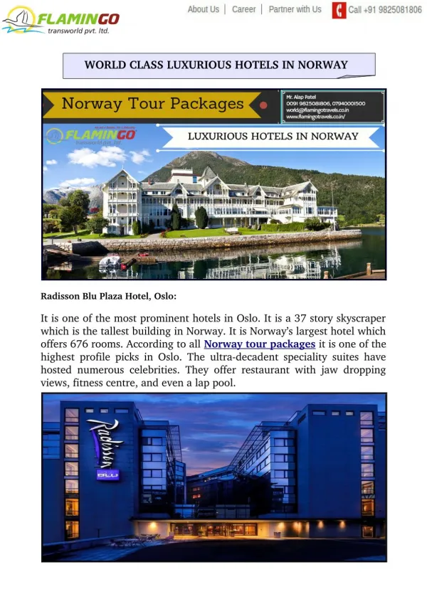 WORLD CLASS LUXURIOUS HOTELS IN NORWAY