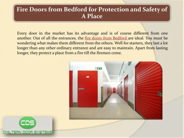 Fire Doors from Bedford for Protection and Safety of a Place