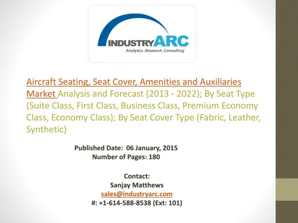 Aircraft Seating Market Studied in Depth along with Geographical Insights and Key Market Players.