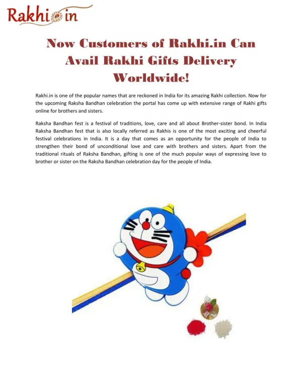 Now Customers of Rakhi.in Can Avail Rakhi Gifts Delivery Worldwide!