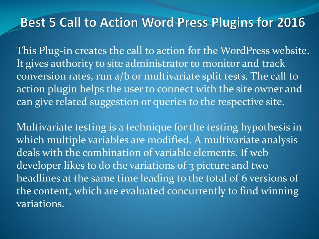 best 5 call to action word press plugins for 2016