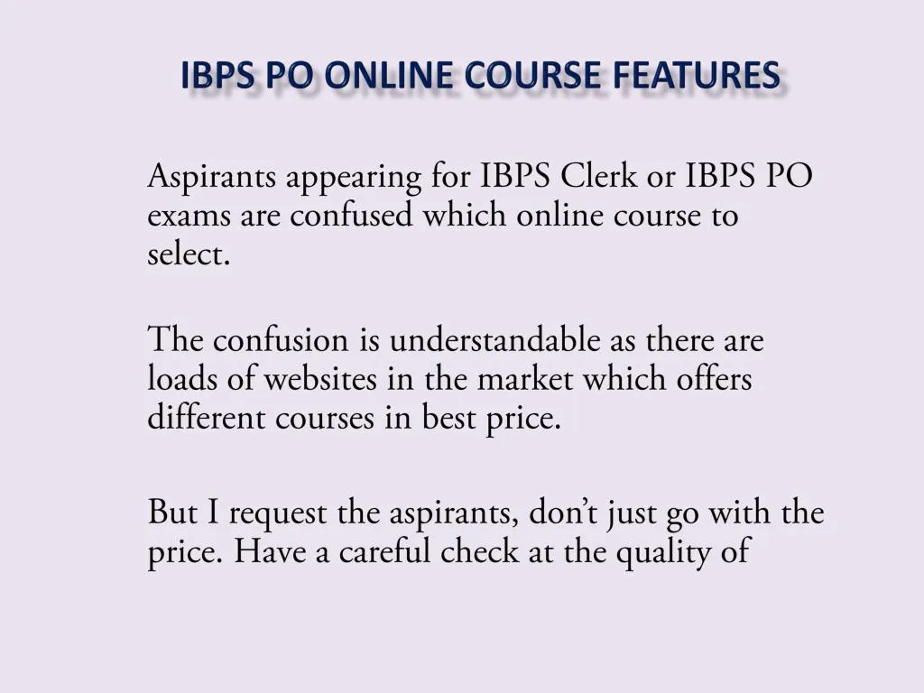 ibps po online course features