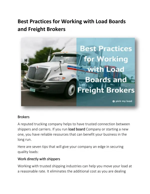 Best Practices for Working with Load Boards and Freight Brokers