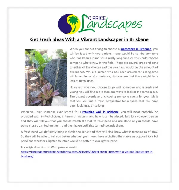 Get Fresh Ideas With a Vibrant Landscaper in Brisbane