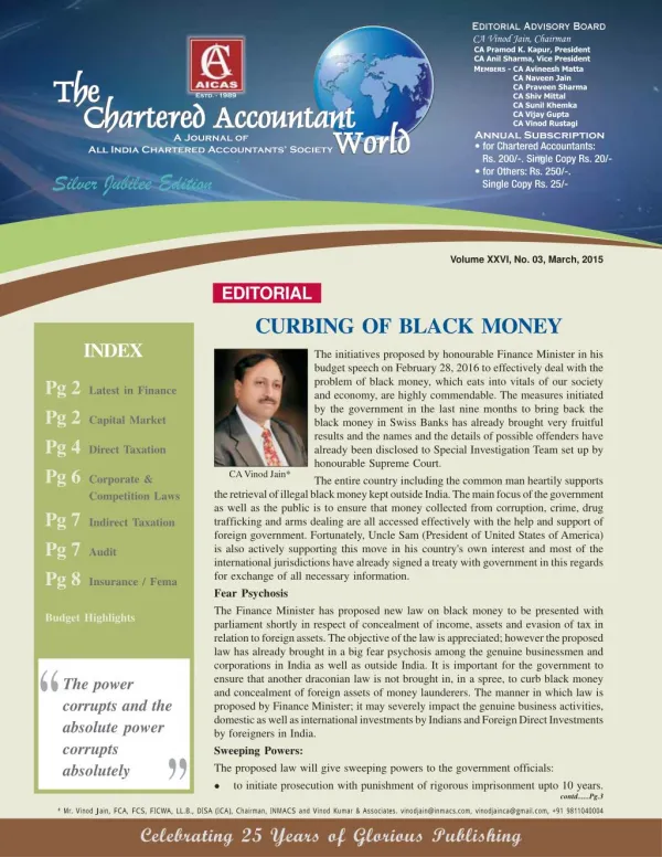 CURBING OF BLACK MONEY